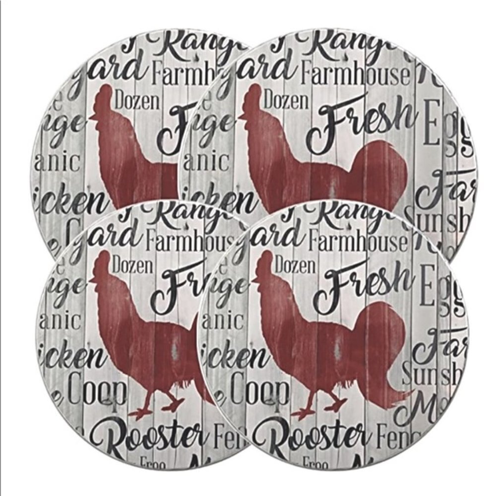 Chicken Rooster Kitchen Decor Stove Burner Covers Farmhouse WITH 2 Spoon Rests - Picture 6 of 10